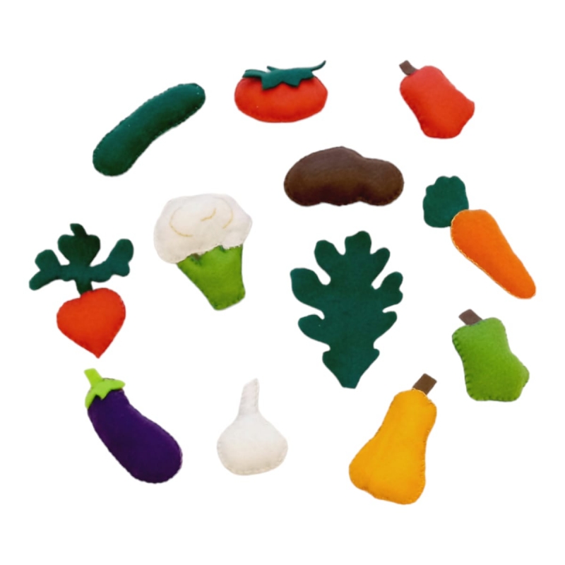 SET DE VERDURAS DE TELA 12 PIEZAS EN BOLSA DE LIENZO