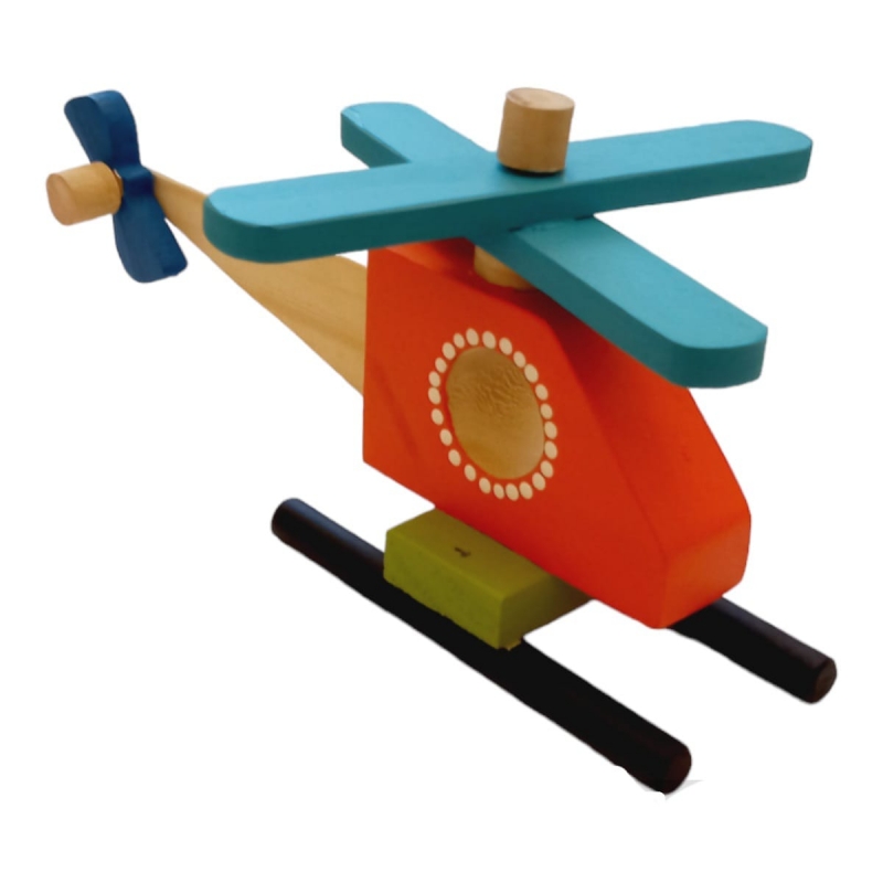 HELICOPTERO DE MADERA MONTESSORI CON HELICES MOVILES