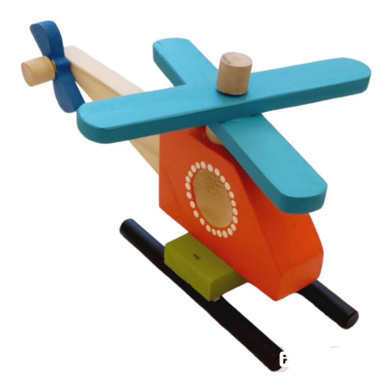 HELICOPTERO DE MADERA MONTESSORI CON HELICES MOVILES