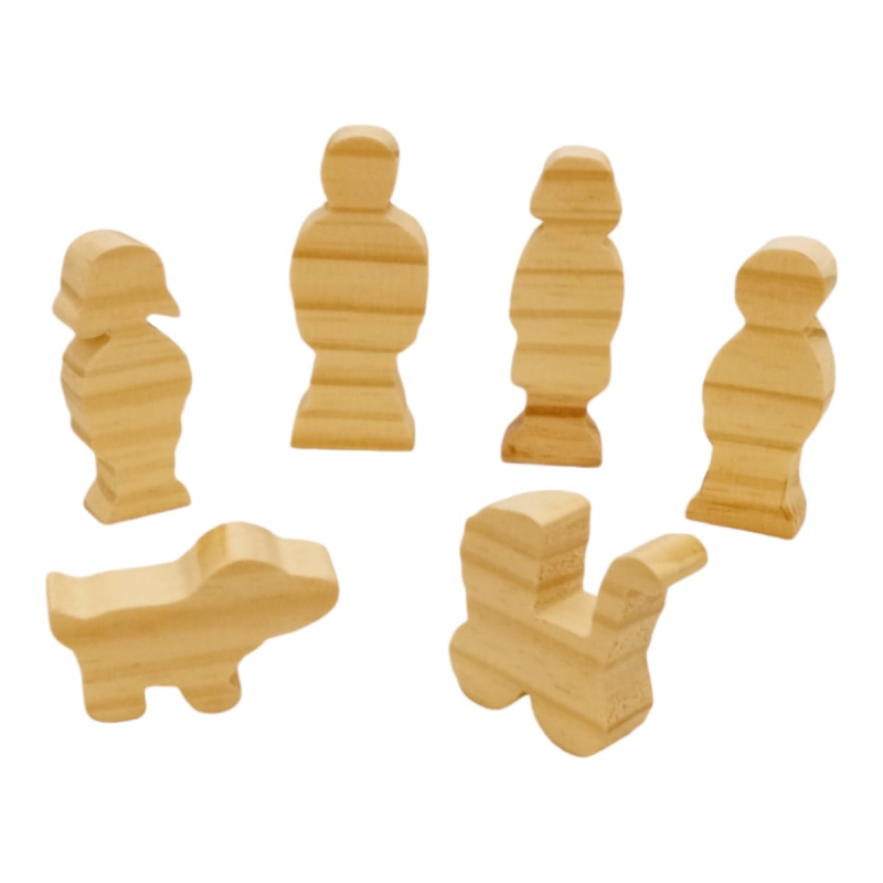 SET FAMILIA 6 FIGURAS DE MADERA NATURAL MONTESSORI WALDORF