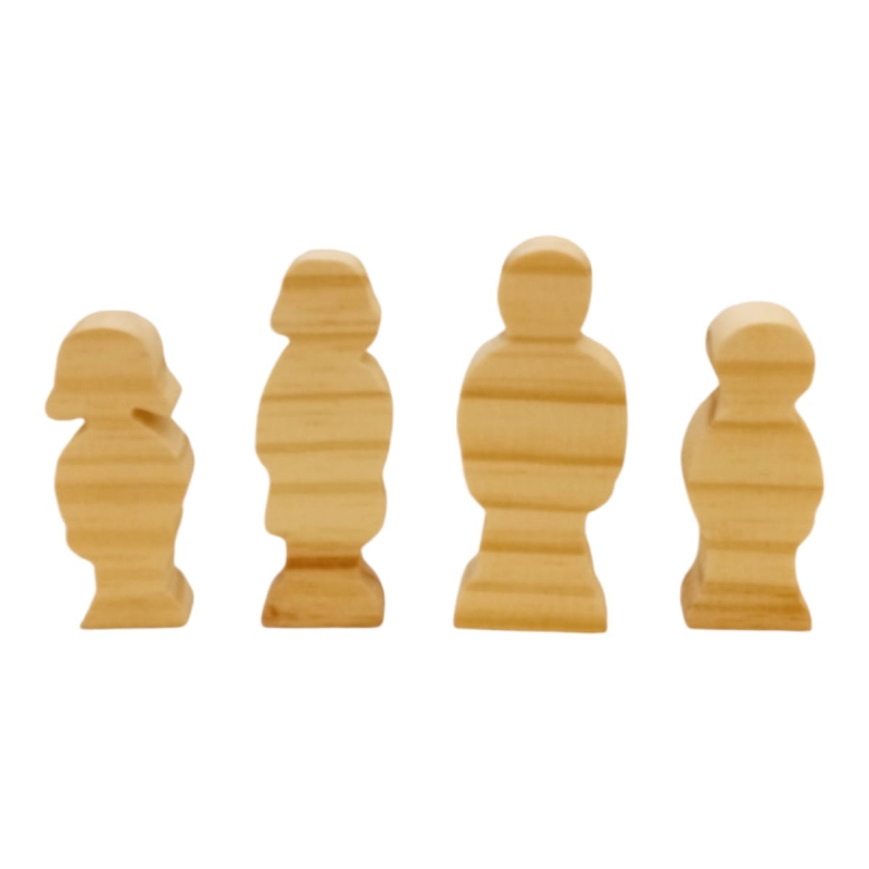 SET FAMILIA 6 FIGURAS DE MADERA NATURAL MONTESSORI WALDORF