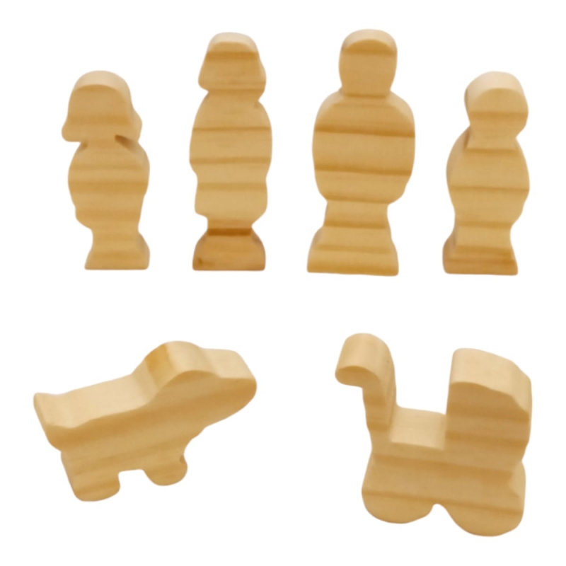 SET FAMILIA 6 FIGURAS DE MADERA NATURAL MONTESSORI WALDORF