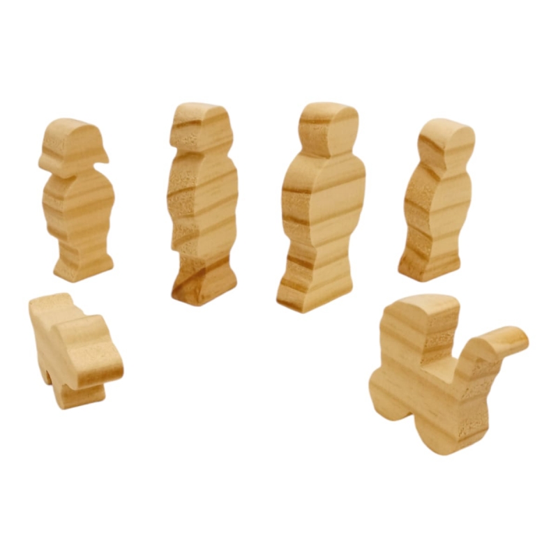 SET FAMILIA 6 FIGURAS DE MADERA NATURAL MONTESSORI WALDORF