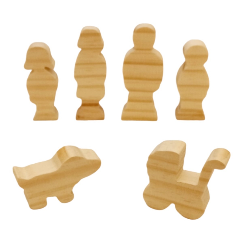 SET FAMILIA 6 FIGURAS DE MADERA NATURAL MONTESSORI WALDORF